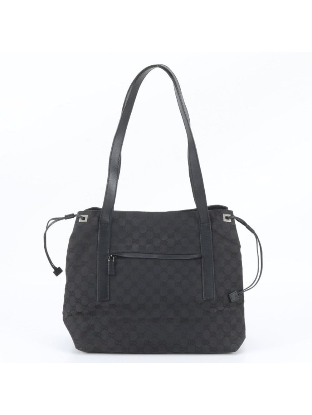 Gucci GG Canvas Leather Tote Bag Shoulder Black